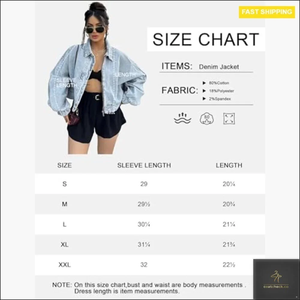 Oversized Cropped Denim Jacket Zip Up Bomber Shacket Light Wash